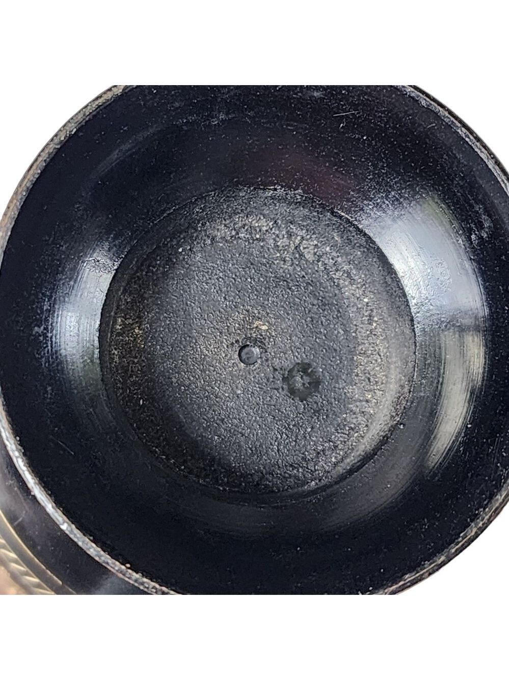 Vintage Indian Brass bud vase etched gold black floral design - Picture 12 of 15